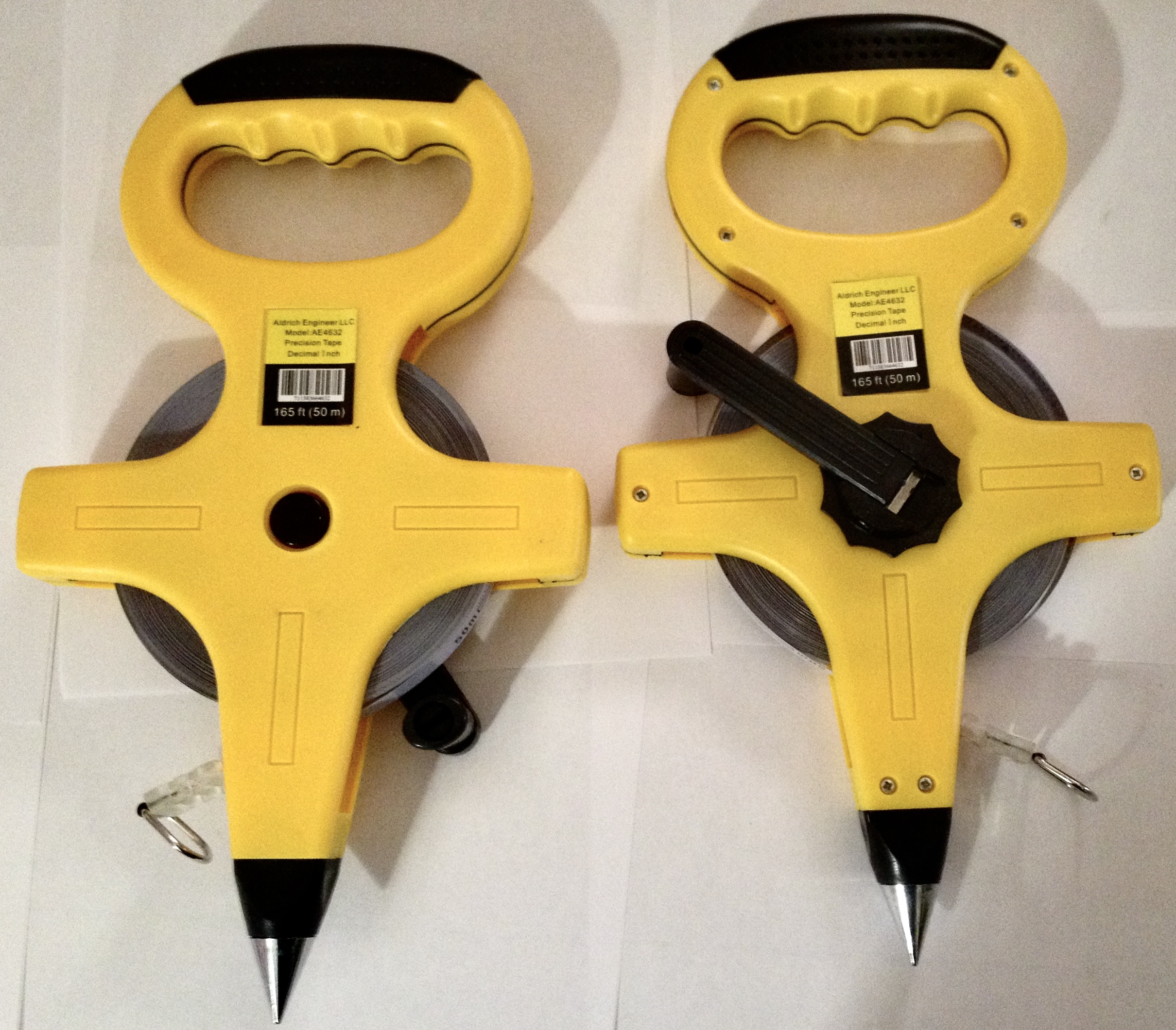Front and back of 165 ft decimal inch tape measure